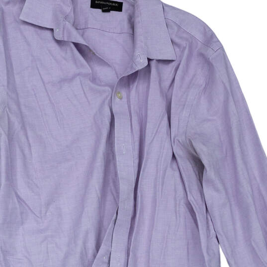 Mens Purple Regular Fit Long Sleeve Spread Collar Classic Button-Up Shirt image number 3