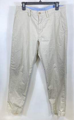 Polo Ralph Lauren Mens Ivory Stretch Flat Front Straight Fit Chino Pants Size 33