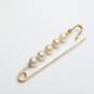 18K Gold FW Pearl Safety Pin /Brooch 3.4g image number 4