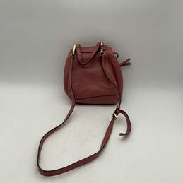Womens Pink Leather Drawstring Adjustable Strap Inner Pockets Flap Crossbody Bag alternative image