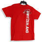Unisex Red Switzerland Crew Neck Short Sleeve Pullover T-Shirt Size Medium image number 1