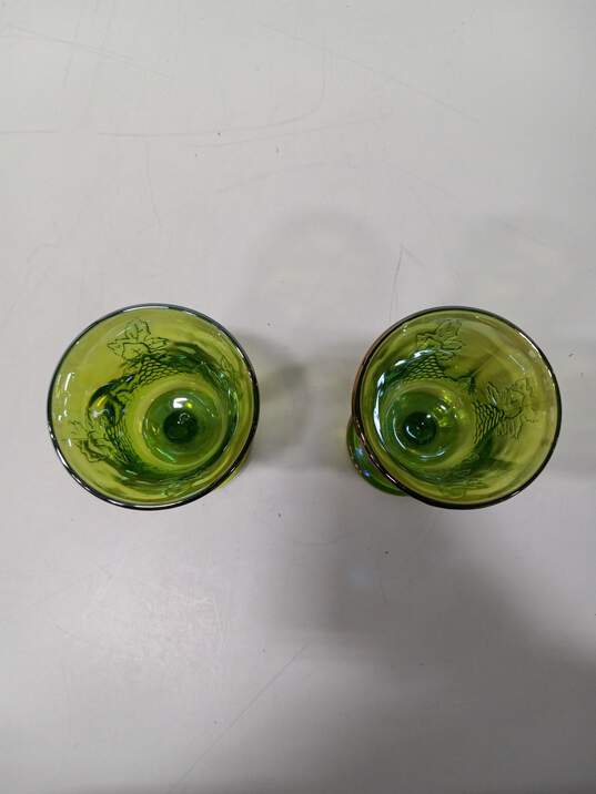 Pair of Green Carnival Glass Goblets image number 2