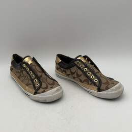Womens Barrett Brown Gold Signature Print Lace Up Sneaker Shoes Size 8.5 alternative image