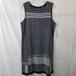 Nic+Zoe Women's Blue Forefront Striped Sleeveless Knit Shift Dress Size L