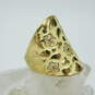 Lauren G Adams Goldtone Cubic Zirconia Accented Flowers Yellow Enamel Saddle Band Ring 14.8g image number 4