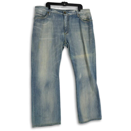 Womens Blue Denim Medium Wash 5-Pocket Design Bootcut Jeans Size 44 image number 1