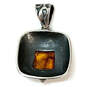Designer Silpada 925 Sterling Silver Genuine Amber Stone Chain Pendant image number 4