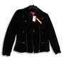 NWT Womens Black Long Sleeve Collared Full Zip Motorcycle Jacket Size M image number 1