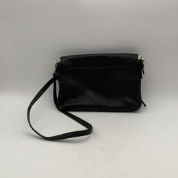 Womens Black Leather Zipper Pockets Adjustable Strap Crossbody Bag Purse alternative image