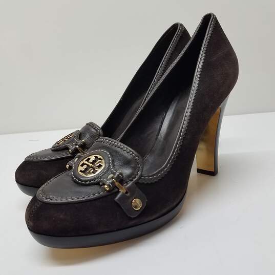 Tory Burch Dark Brown Suede Leather Pumps Size 8.5 image number 1