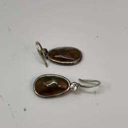 Designer Silpada 925 Sterling Silver Brown Crystal Fish Hook Dangle Earring alternative image
