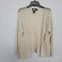 Cream Open Crochet Cardigan Long Sleeve Sweater image number 1