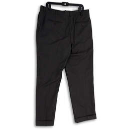 Mens Gray Flat Front Slash Pocket Formal Straight Leg Dress Pants Size 37 alternative image