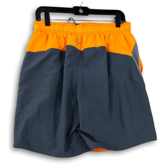 Mens Blue Orange Colorblock Elastic Waist Athletic Shorts Size X-Large image number 2