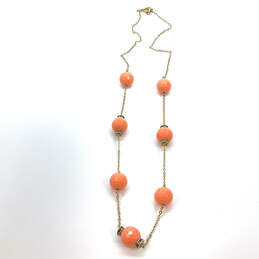 Designer J. Crew Gold-Tone Link Mediterranean Orange Beaded Chain Necklace alternative image