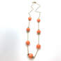 Designer J. Crew Gold-Tone Link Mediterranean Orange Beaded Chain Necklace image number 2