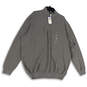 NWT Mens Gray Mock Neck Quarter Zip Knitted Pullover Sweater Size 3XLT image number 1