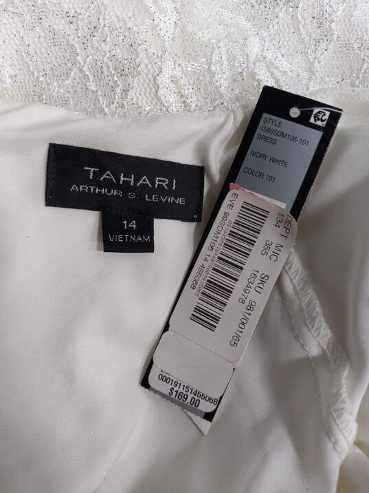 Tahari by Arthur S Levine Women's Ivory Sequin Cap Sleeve Evening Dress Gown Size 14 NWT image number 4
