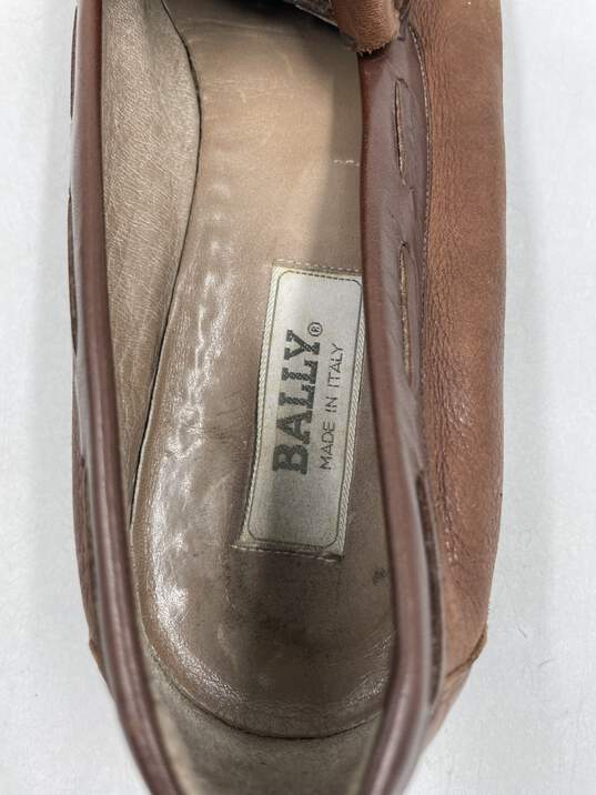 Authentic Bally Fringe Brown Loafers M 10M image number 8