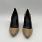 Womens Lanea Beige Leather Pointed Toe Slip-On Spool Pump Heels Size 9.5 M image number 1