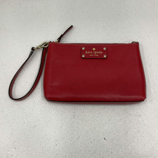 Womens Wellesley Linet Red Leather Inner Pockets Zipper Wristlet Wallet image number 1