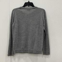 Kate Spade Womens Gray Flowers Knitted Long Sleeve Pullover Sweater Size XS alternative image