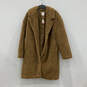 NWT Womens Brown Fur Long Sleeve Button Front Sherpa Overcoat Size XL image number 1