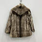 Vintage Womens Brown Beige Long Sleeves Button Front Faux Fur Overcoat image number 2