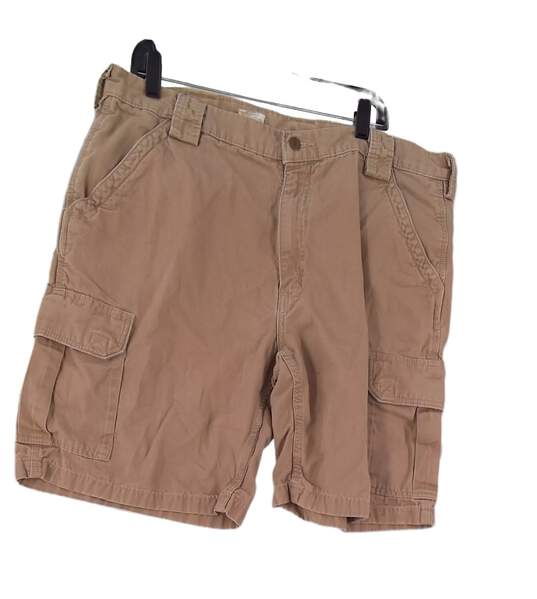 Mens Brown Flat Front Pockets Casual Cargo Shorts Size 40 image number 1
