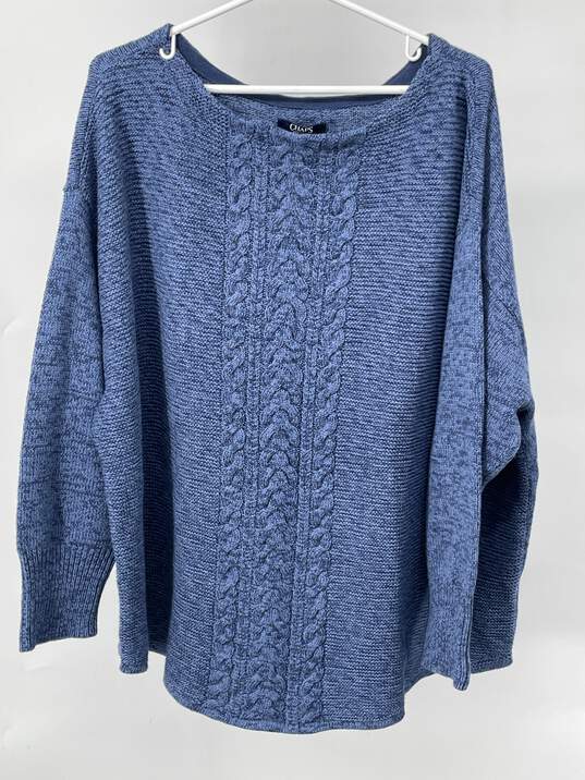 Chaps Womens Blue Braided Boat Neck Knit Pullover Sweater Sz 2X T-0528888-E image number 1