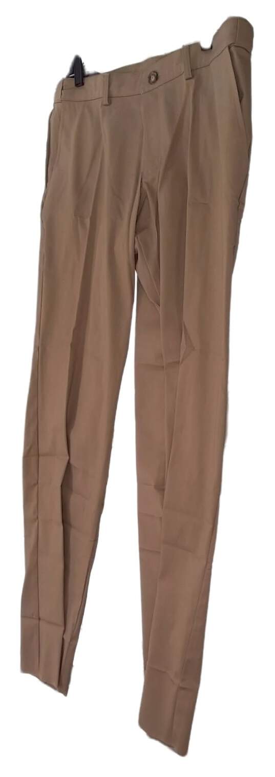 NWT Mens Khaki Flat Front Slash Pockets Casual Dress Pants image number 2