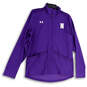 Womens Purple Long Sleeve Mock Neck Pockets Full-Zip Jacket Size Large image number 1