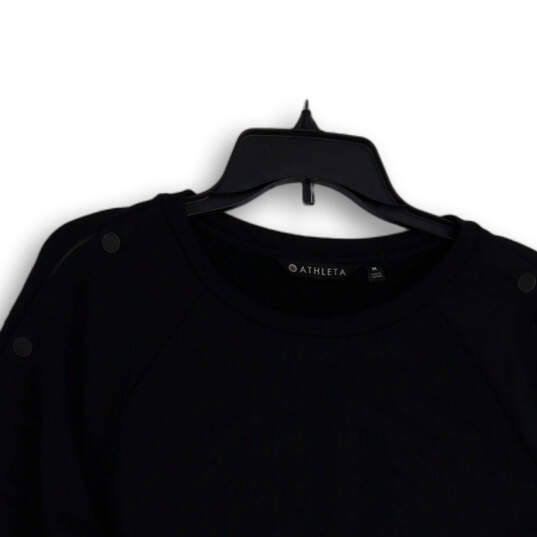 Womens Black Round Neck Long Sleeve Pullover Sweatshirt Size Medium image number 3