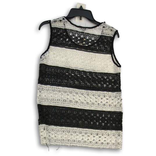 NWT Coco + Carmen Womens Black White Round Neck Pullover Tank Top Size S/M image number 2