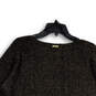 Womens Black Gold Round Neck Long Sleeve Pullover Sweater Size Large image number 4