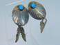 Southwestern Artisan 925 Sterling Silver Turquoise Drop Earrings 6.6g image number 1