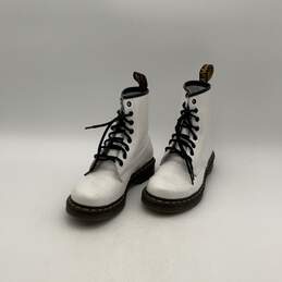 Womens 1460 White Leather Lace-Up Air Wair Ankle Combat Boots Size 7