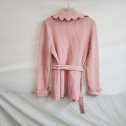 Caslon Pink Wool Open Front Belted Scalloped Cardigan WM Size XS alternative image