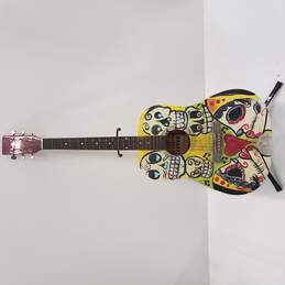 Custom Painted Dia de los Muertos Fever Acoustic Guitar
