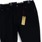 NWT Womens Black Gingham Flat Front Pocket Straight Leg Trouser Pants Sz 14 image number 3
