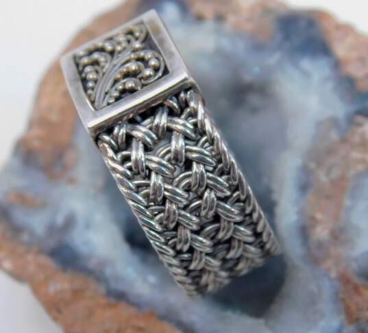 Journey By Lois Hill Sterling Silver Granulated Woven Ring 9.7g image number 3