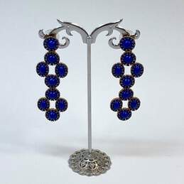 Designer Stella & Dot Gold-Tone Blue Sardinia Chandelier Drop Earrings