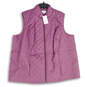 NWT Women Purple Sleeveless Mock Neck The Classic Quilted Vest Size 3XL image number 1