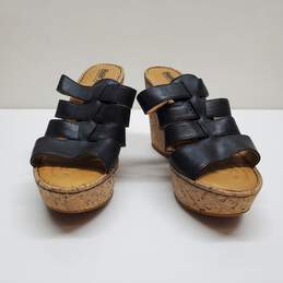 Born LISI Platform Wedge Leather Sandals Sz 7 alternative image