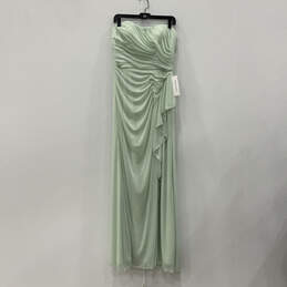 NWT Womens Green Strapless Pleated Back-Zip Modern Maxi Dress Size 12