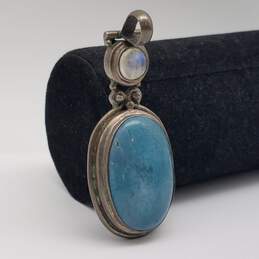 Sterling Silver Turquoise Chalcedony Oval Pendant 29.6g alternative image