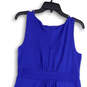 Womens Blue Wrap V-Neck Sleeveless Pleated Knee Length A-Line Dress Sz 6-8 image number 4