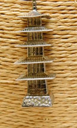 Vintage 925 Siam Sterling Enamel Ring & Japanese Pagoda Pendant Necklace alternative image