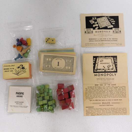 Parker Bros 1951 Monopoly Popular Edition Green Label Game w/o Board image number 2