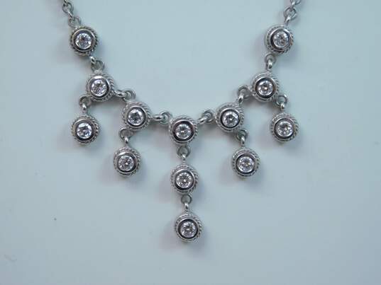 18K White Gold 0.70 CTTW Round Diamond Drop Necklace 11.3g image number 6